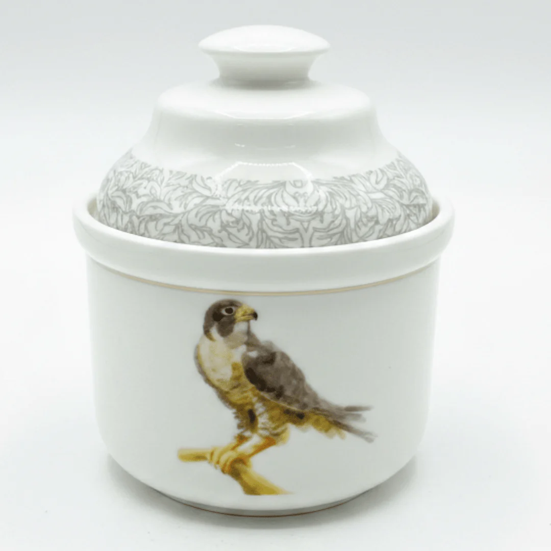 Luhpar Bird-Themed White Ceramic Sugar Container with Lid for Elegant Tabletop Display – 10 cm