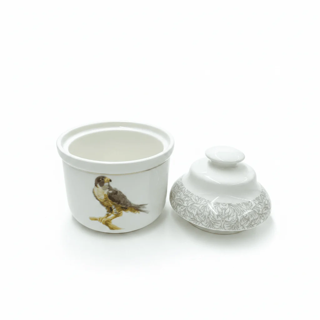 Luhpar Bird-Themed White Ceramic Sugar Container with Lid for Elegant Tabletop Display – 10 cm - Image 2