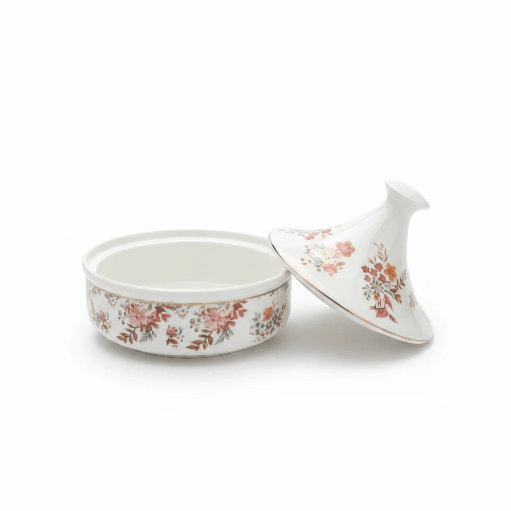 Luhpar Mini Ceramic Sugar Pot Server with Traditional Floral Motif and Lid for Serving Snacks and Sweets – 15×15 cm - Image 2