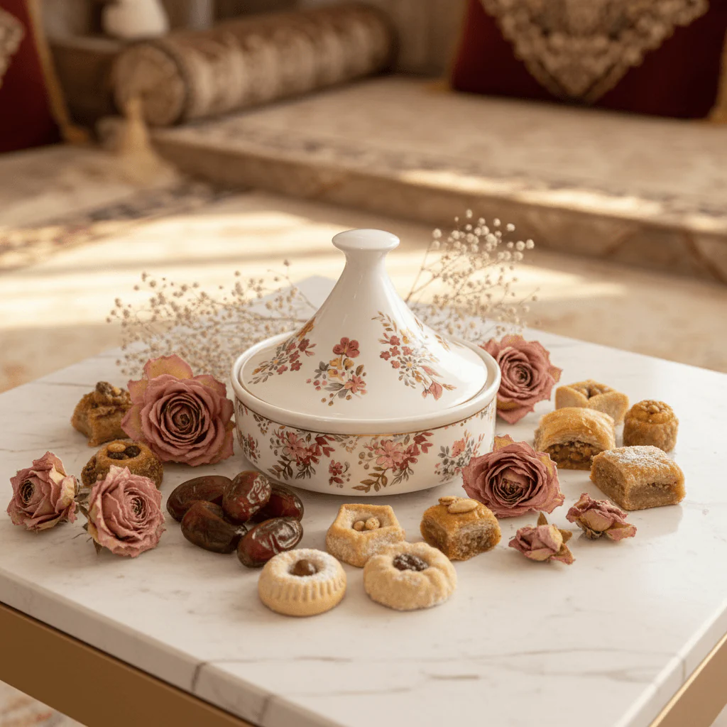 Luhpar Mini Ceramic Sugar Pot Server with Traditional Floral Motif and Lid for Serving Snacks and Sweets – 15×15 cm - Image 3