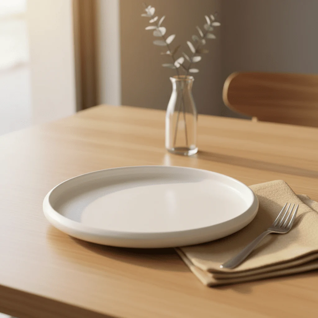 Luhpar white Solid Matt Ceramic Dinner Plate – 26.3 cm - Image 2