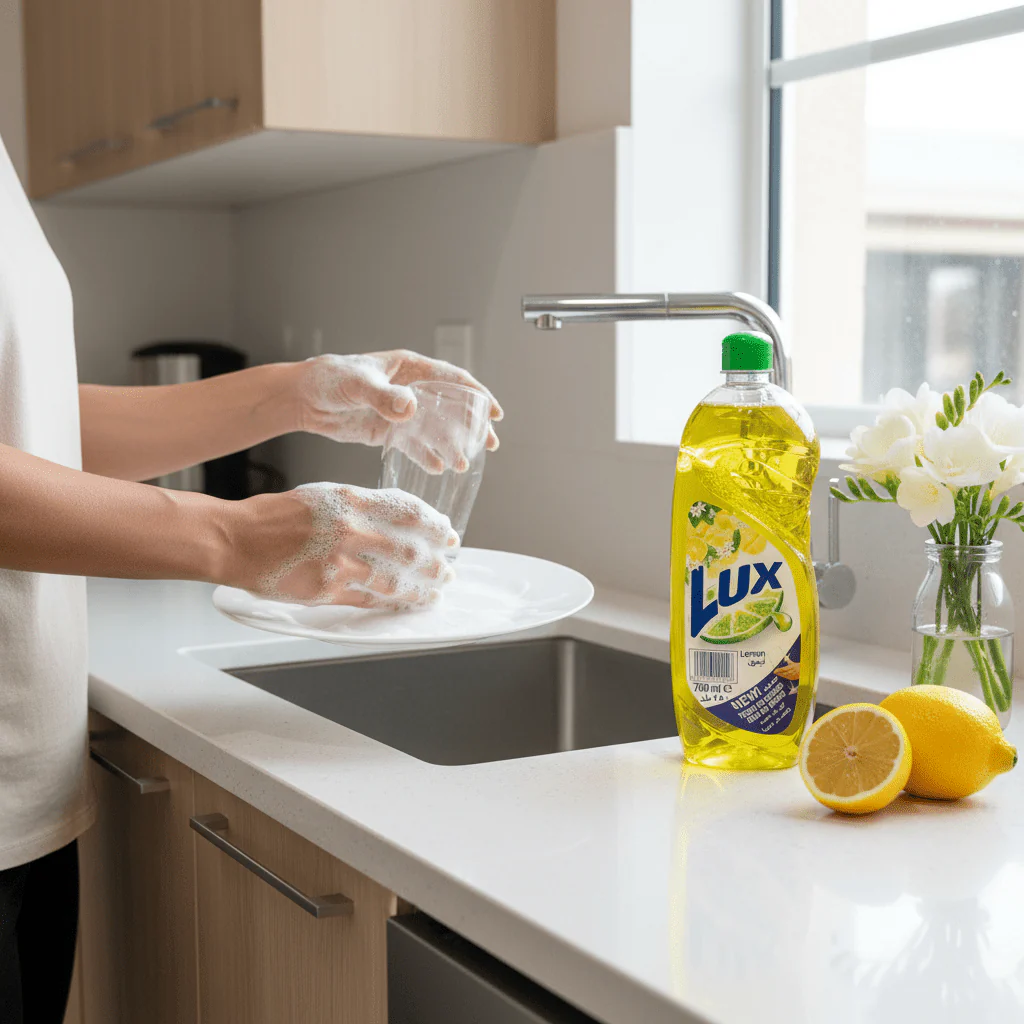 Lux Dish Soap, Tough on Grease, Gentle on Hands, Lemon, 750ml - Image 2