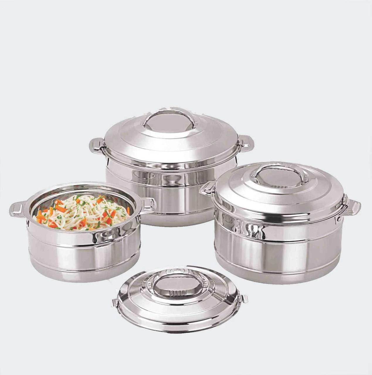 LUXEHOME 3pcs Steel Casserole Set 4000ml, 6000ml, 8000ml