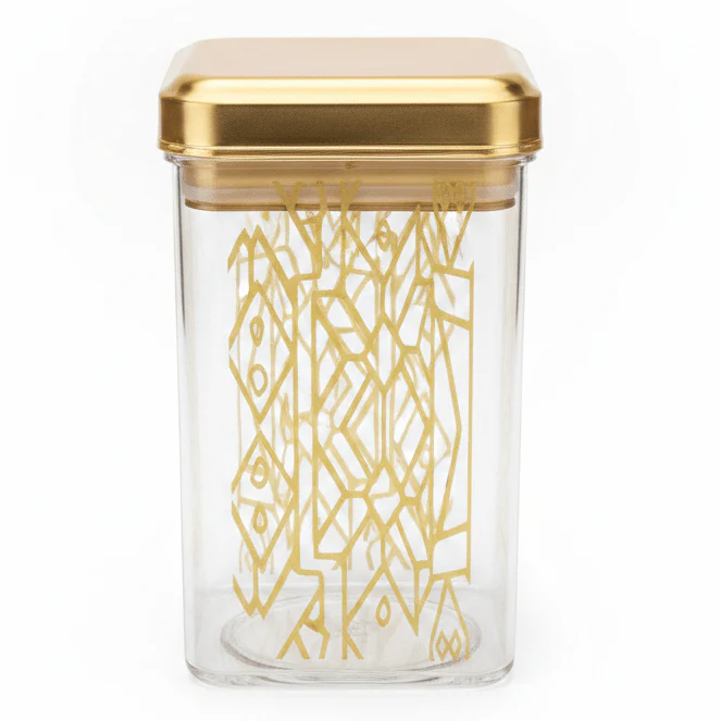Luxehome Premium Acrylic Storage Canister with Gold Detailing for Kitchen & Pantry 16 × 10 cm