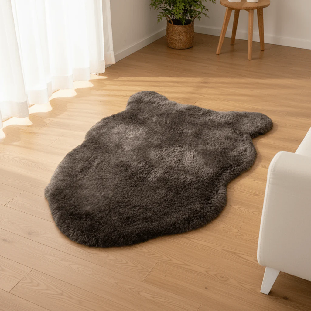 Luxurious Faux Fur Area Mat | 60×90 cm | Soft Fluffy Non-Slip Floor Mat for Bedroom, Living Room & Cozy Spaces | Dark Brown Taupe - Image 2