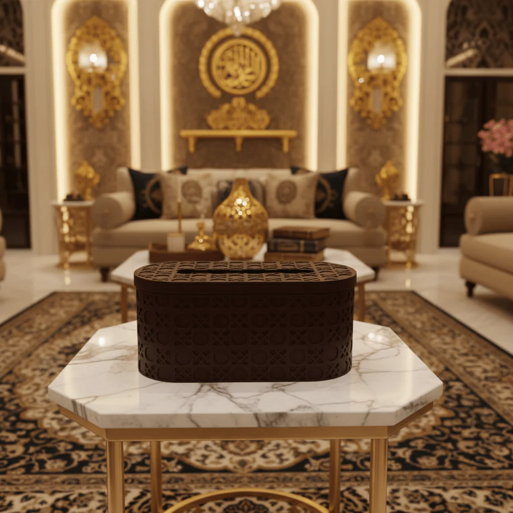 Luxury Brown Pop Tissue Box with Modern Decorative Finish – Elegant Tissue Holder for Home and Office 21×10 cm - Image 2