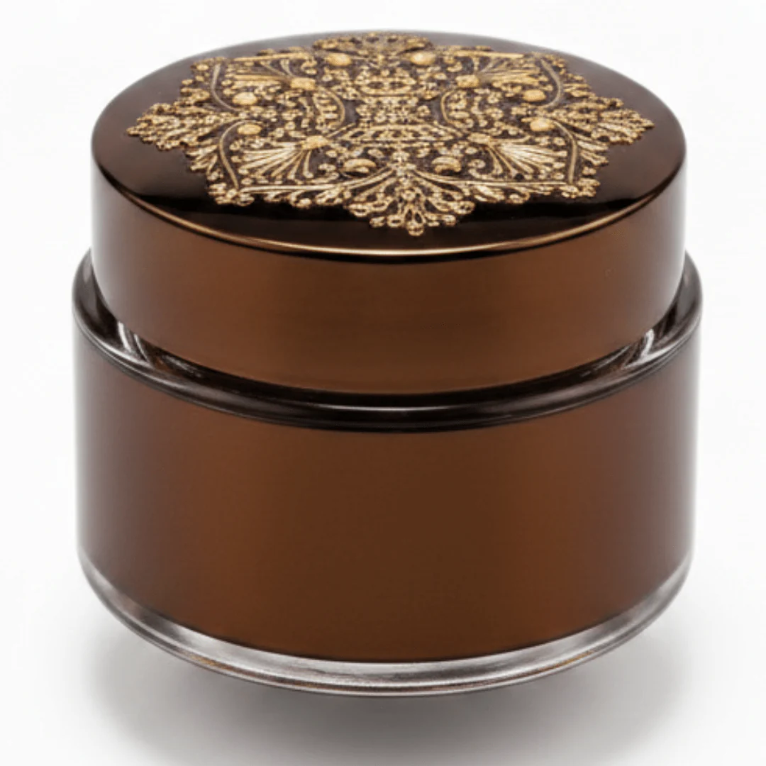 Luxury Embossed Glass & Plastic Jar — 8×6cm - Gold / Silver / Brown - Image 5