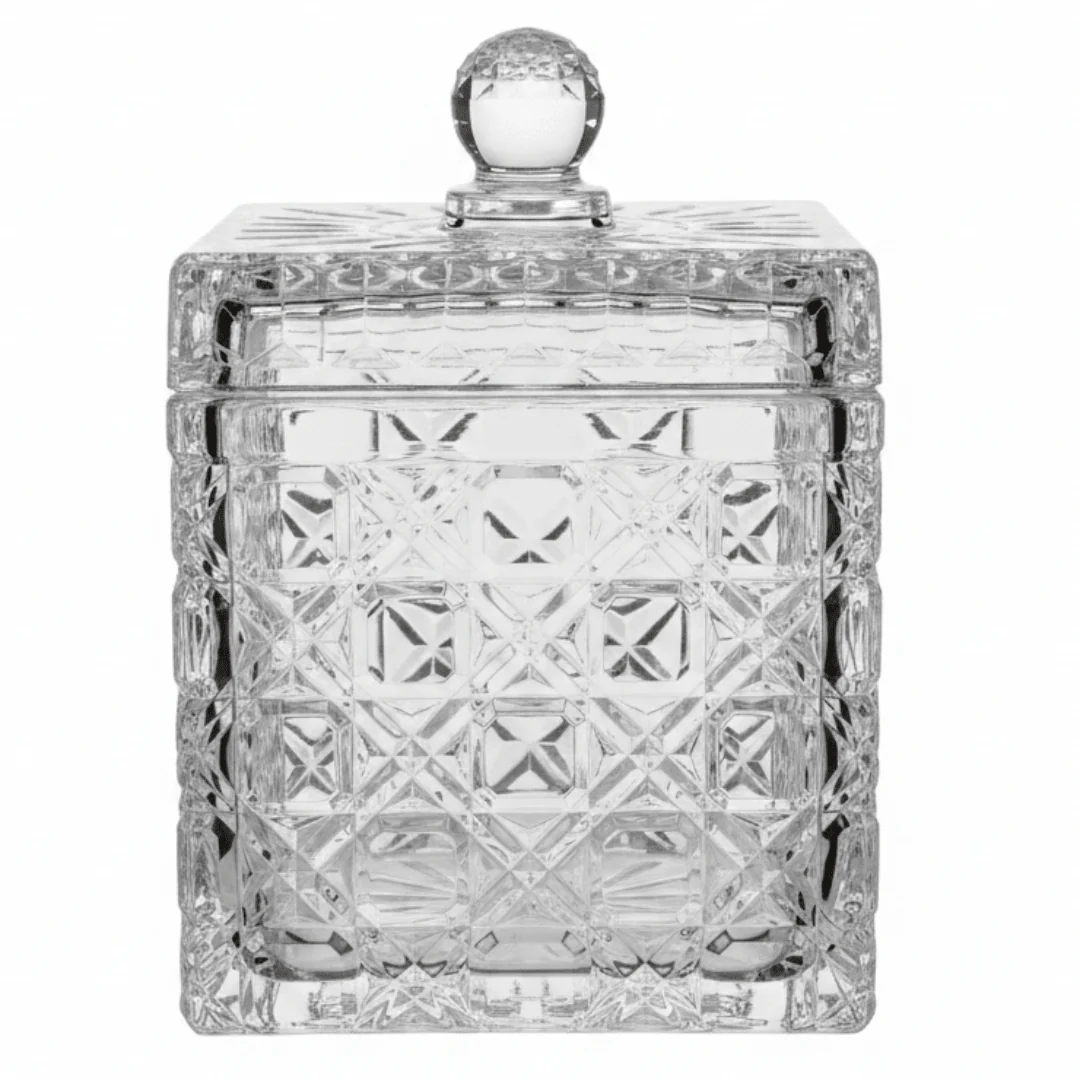 M.E.W Crystal Glass Candy Pot with Lid - 14×18.8cm