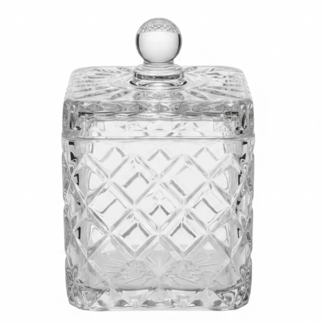 M.E.W Crystal Glass Candy Pot with Lid - 12×13.3 cm