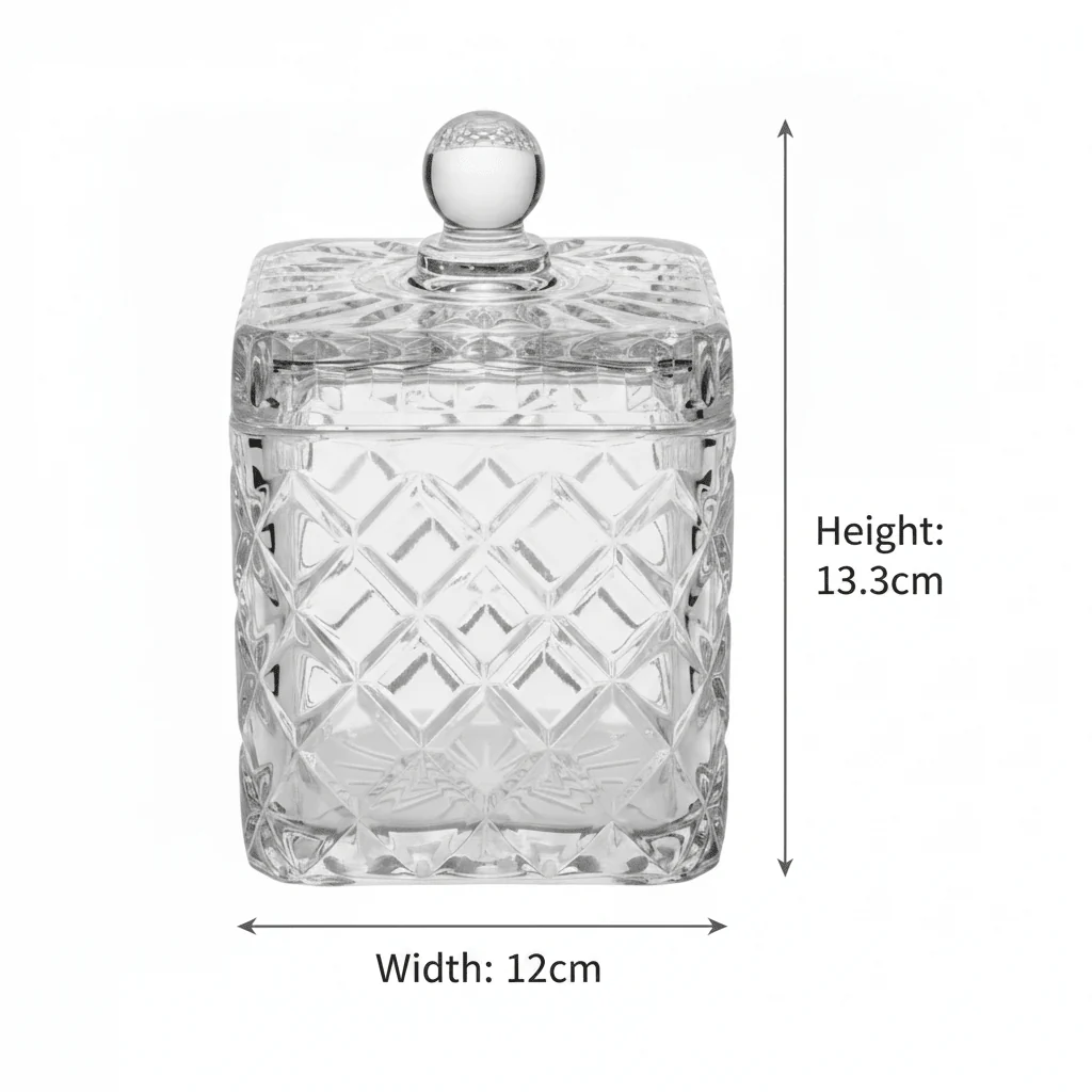 M.E.W Crystal Glass Candy Pot with Lid - 12×13.3 cm - Image 5