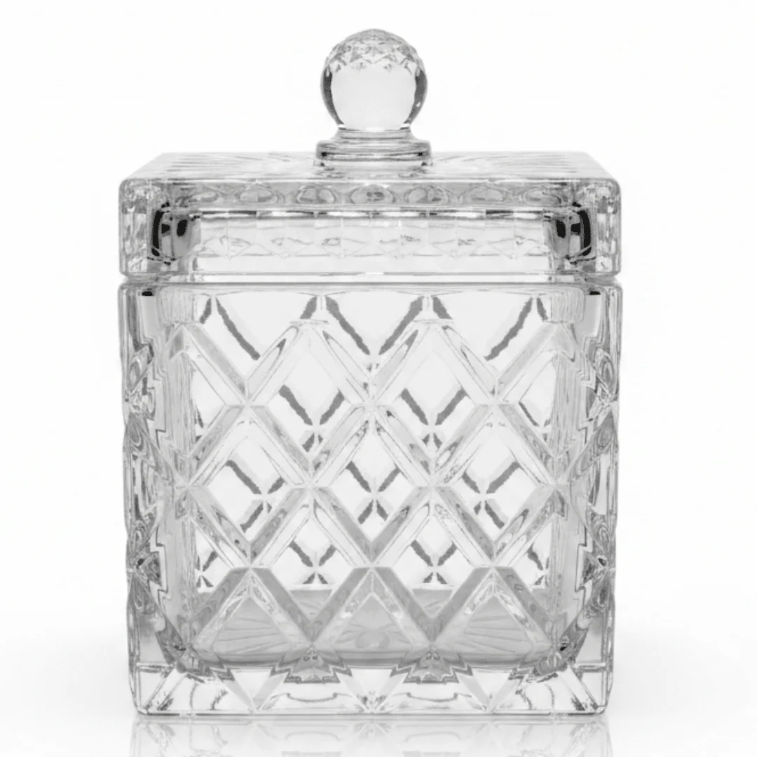 M.E.W Crystal Glass Candy Pot with Lid - 14×18.8 cm