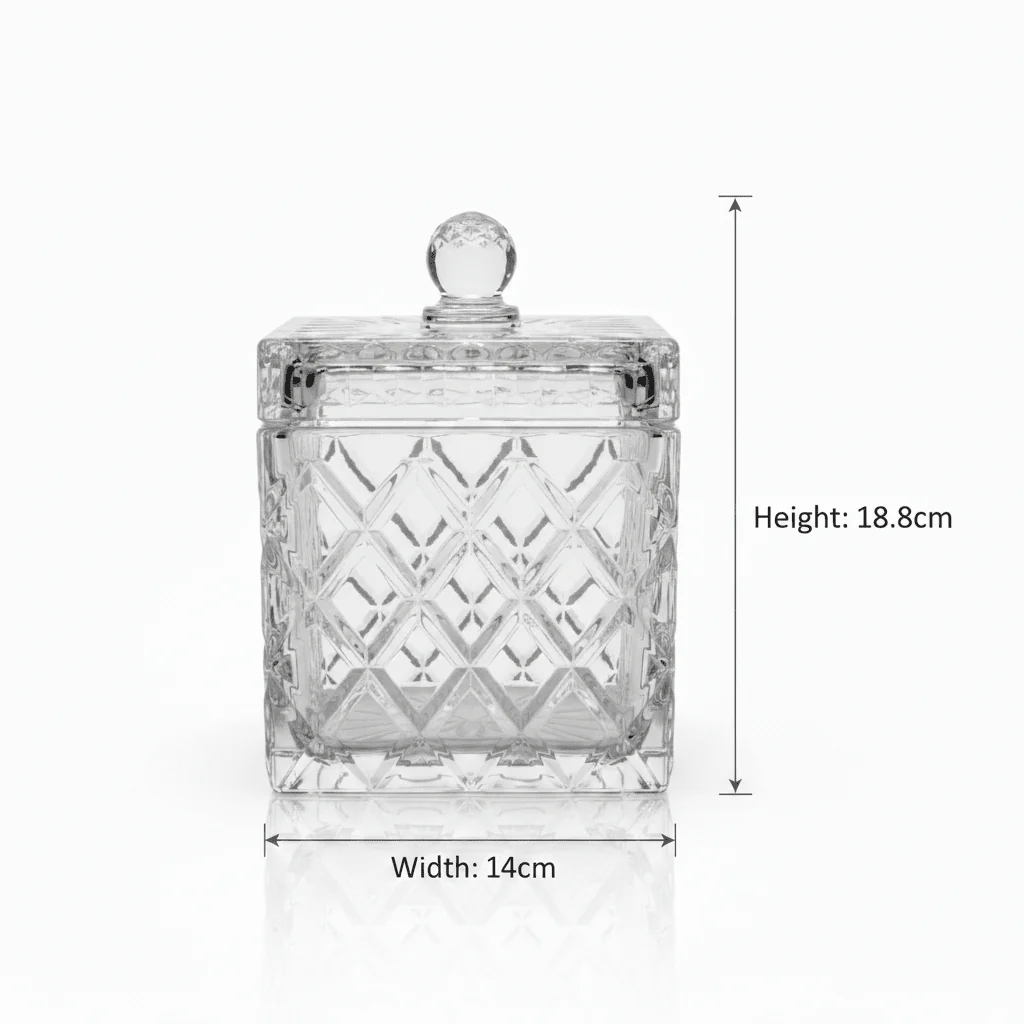 M.E.W Crystal Glass Candy Pot with Lid - 14×18.8 cm - Image 5