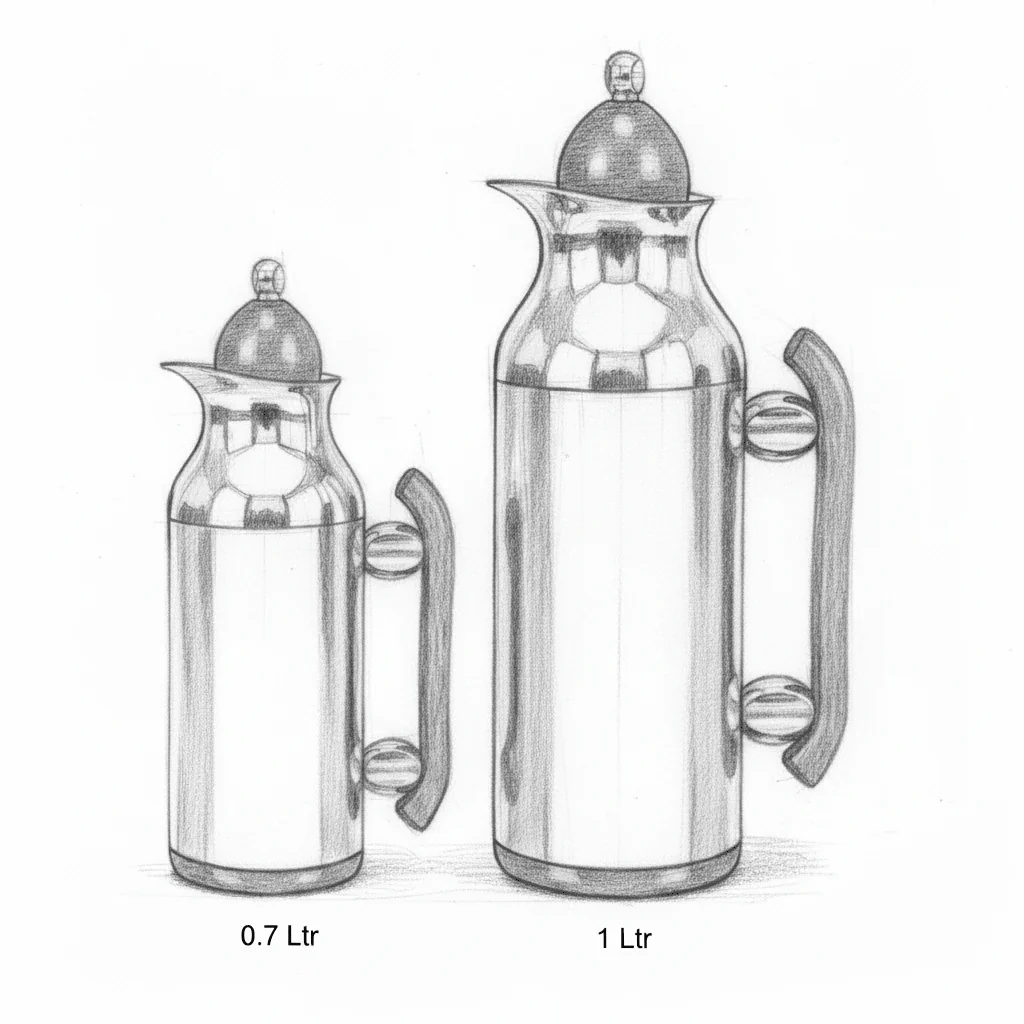 Mahra Stainless Steel Vacuum Flask Set | 1L + 0.7L | Silver & Black Palm Edition - Image 3