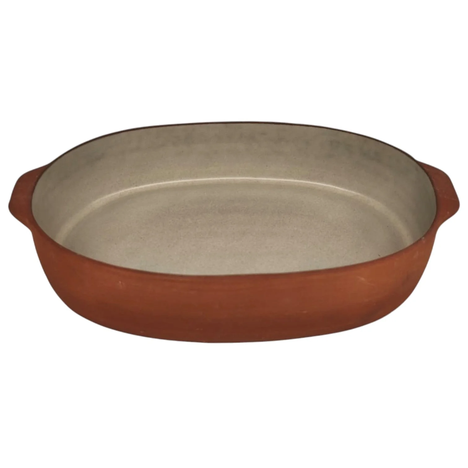 Maria Terracotta Oval Clay Baker Oven Microwave Dishwasher & Freezer Safe (Small) 22cmX13cmX5cm- (FloralWhite&Clay)