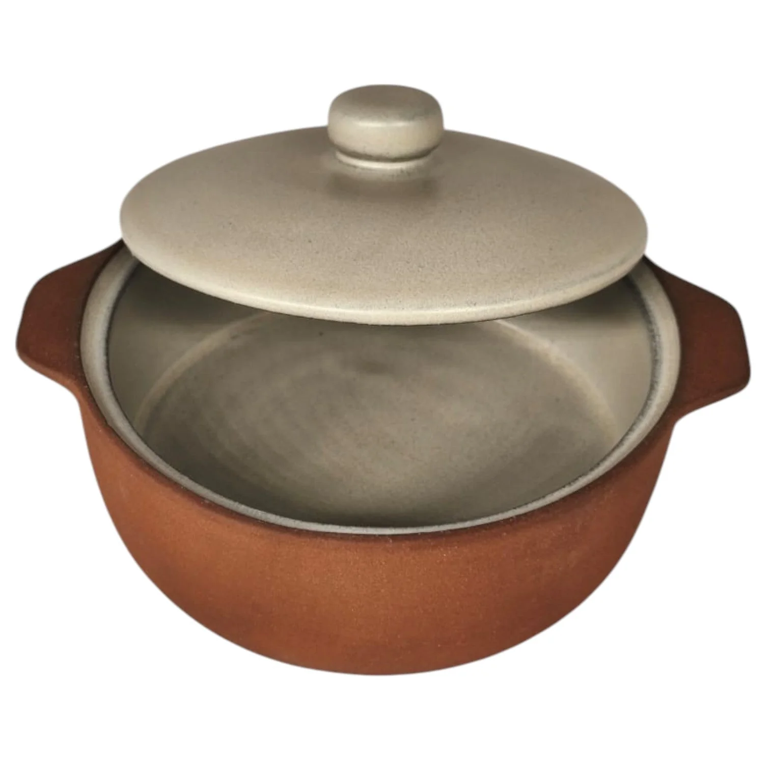 Maria Terracotta Round Clay Mini Casserole With Lid Traditional-14cmX4cm(FloralWhite&Clay) - Image 2