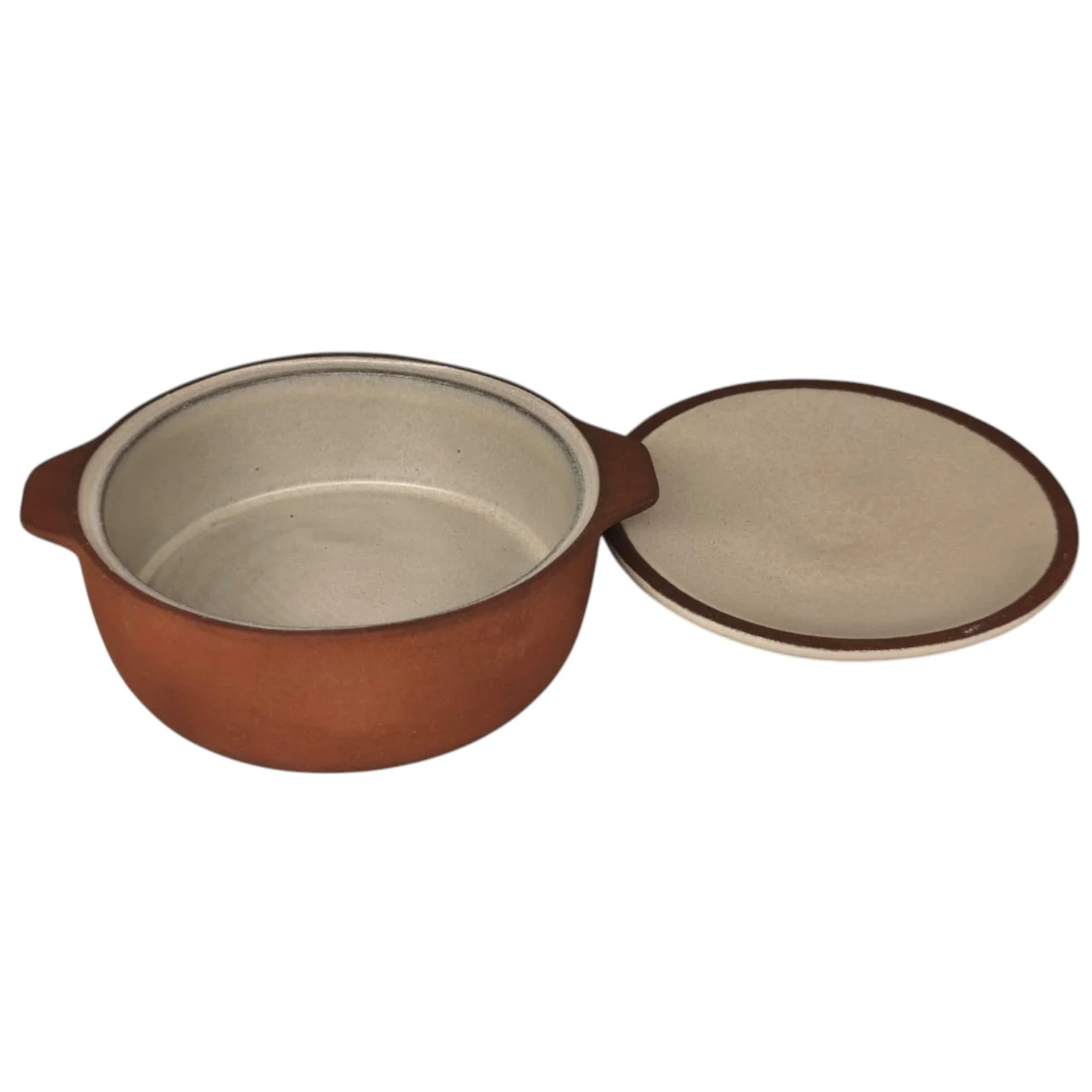 Maria Terracotta Round Clay Mini Casserole With Lid Traditional-14cmX4cm(FloralWhite&Clay) - Image 3