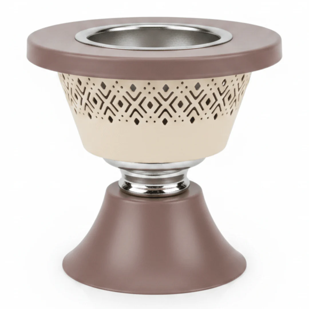 Metal Incense Burner – Mabkhara | 12cm | Arabic Bakhoor Holder | Rose Gold & Green |