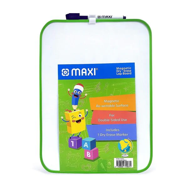 MAXI 2 Sided Green Whiteboard A4 + 4pcs Colour Markers + 1pc Duster