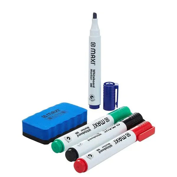 MAXI 2 Sided Pink Whiteboard A4 + 5Pc Colour Markers + 1Pc Dry Wipe Eraser - Image 2