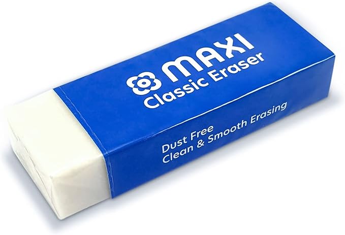 Maxi Classic Dust Free Eraser Medium 12Pc Pet Pack, For Erasing Performance For School, Office And Home - Image 2