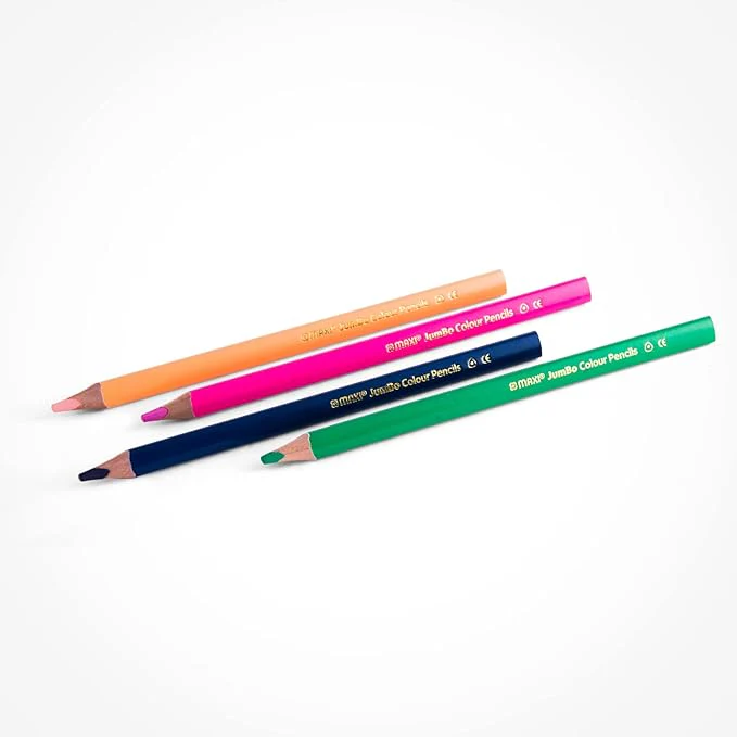 Maxi Jumbo Jumbo Ergonomic Triangular Coloured Pencils 12 Colour + Jumbo Sharpener In A Cardboard Box - Image 2
