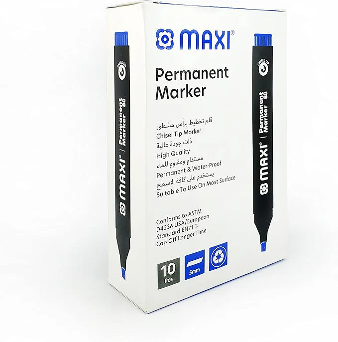 Maxi Permanent Marker Chisel Box Of 10Pc Blue