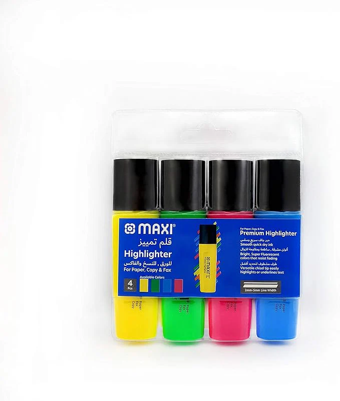 Maxi Super-Fluorescent Highlighter Wallet Of 4, 50/4
