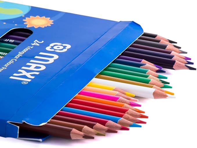 Maxi Triangular Colour Pencils 24 Colour In A Cardboard Box - Image 2