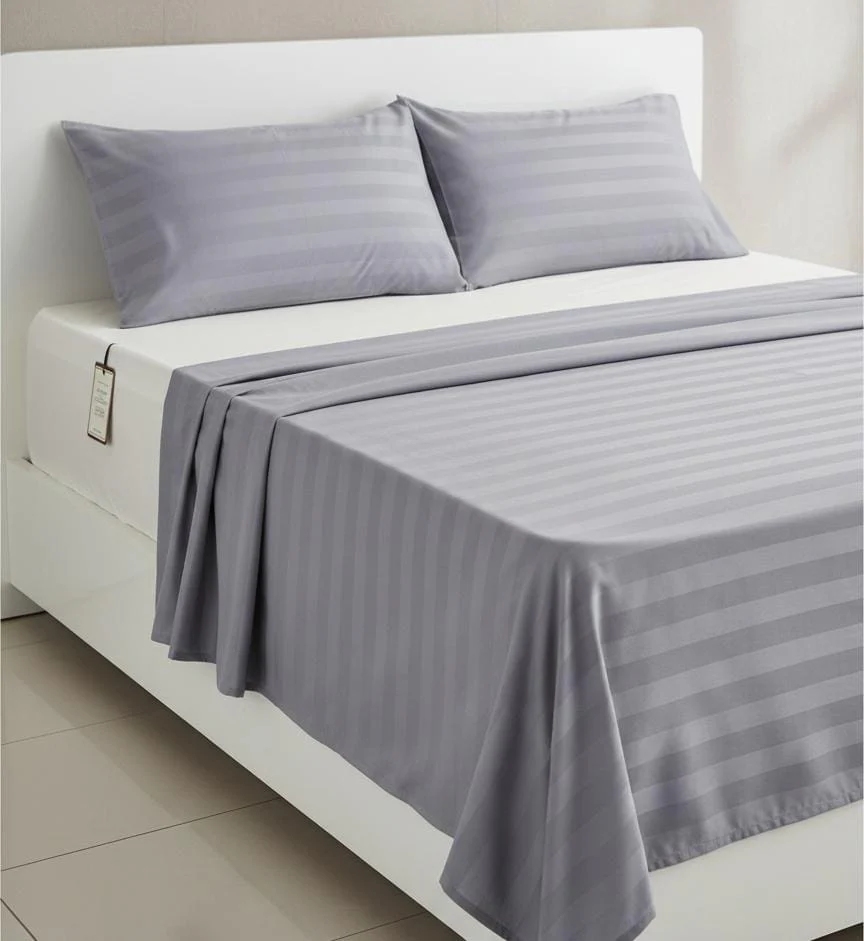 Maxim Gray Cotton Flat Bedsheet 240x260cm with 2 Matching Pillowcases
