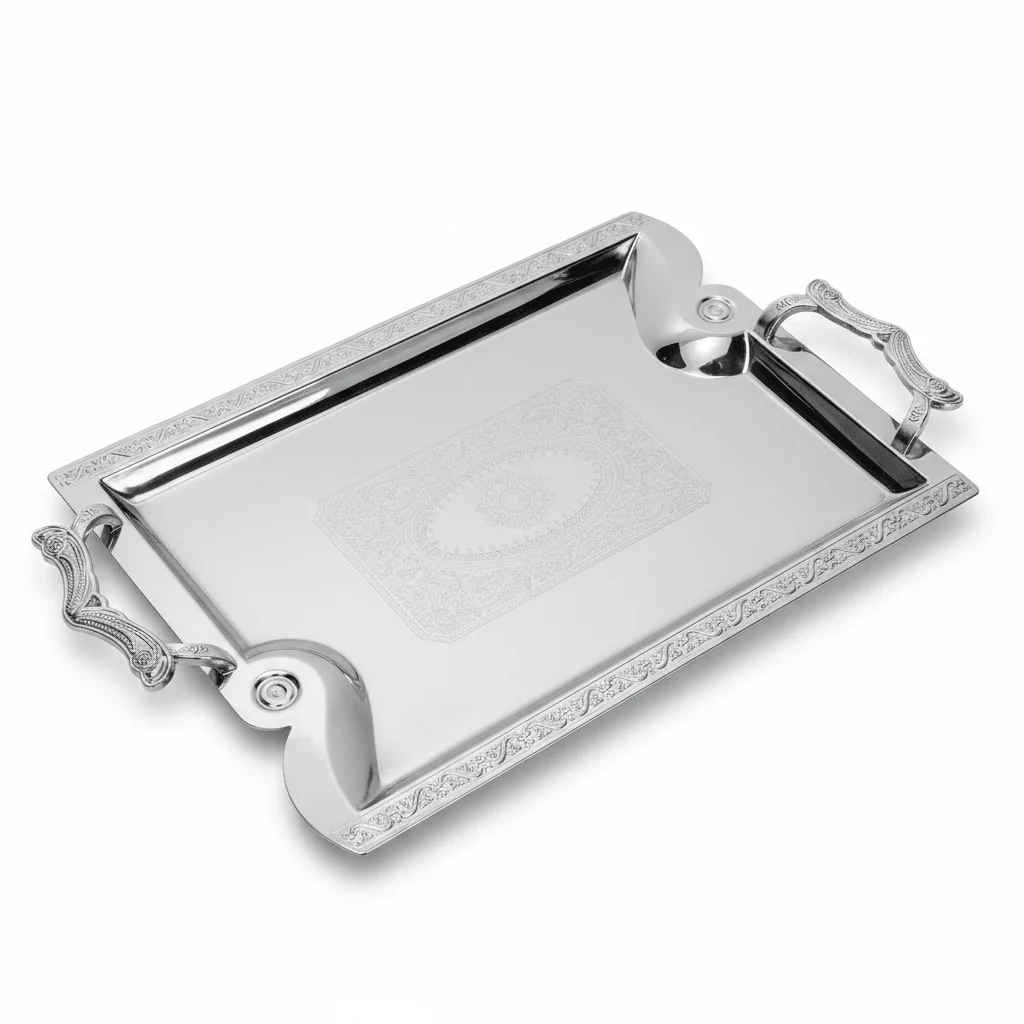 Maximan Silver Stainless Steel Serving Tray with Handles — 40×29cm - Image 4