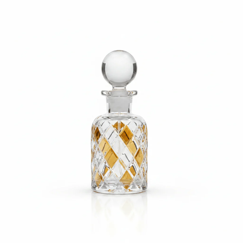 Mayflower Crystal Cut Glass Perfume Bottle with Golden Shade – 200ml / 250ml