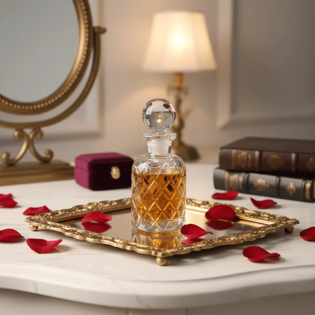 Mayflower Crystal Cut Glass Perfume Bottle with Golden Shade – 200ml / 250ml - Image 4