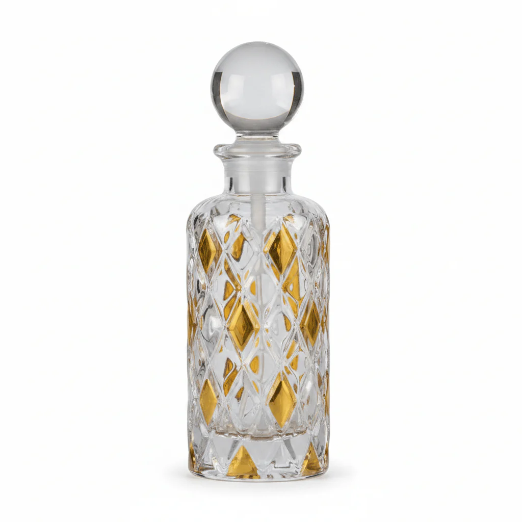 Mayflower Crystal Cut Glass Perfume Bottle with Golden Shade – 200ml / 250ml - Image 5