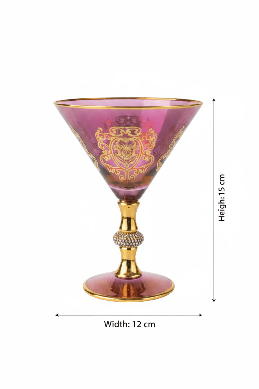 Mayflower 6-Piece Luxury Wine Glass Set - Pink & Gold - 15×12 cm - Image 3