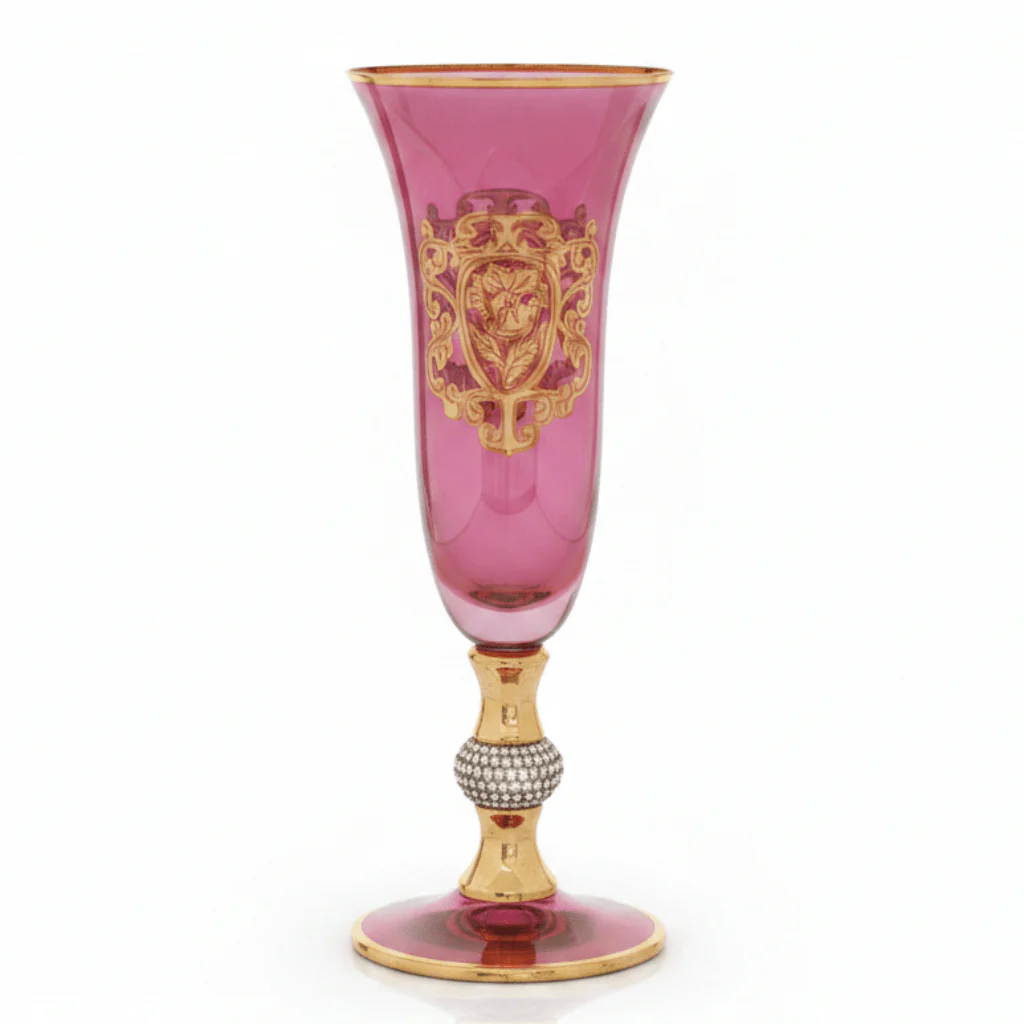 Mayflower 6-Piece Stem Glass Set - Ruby & Gold - 20×7 cm