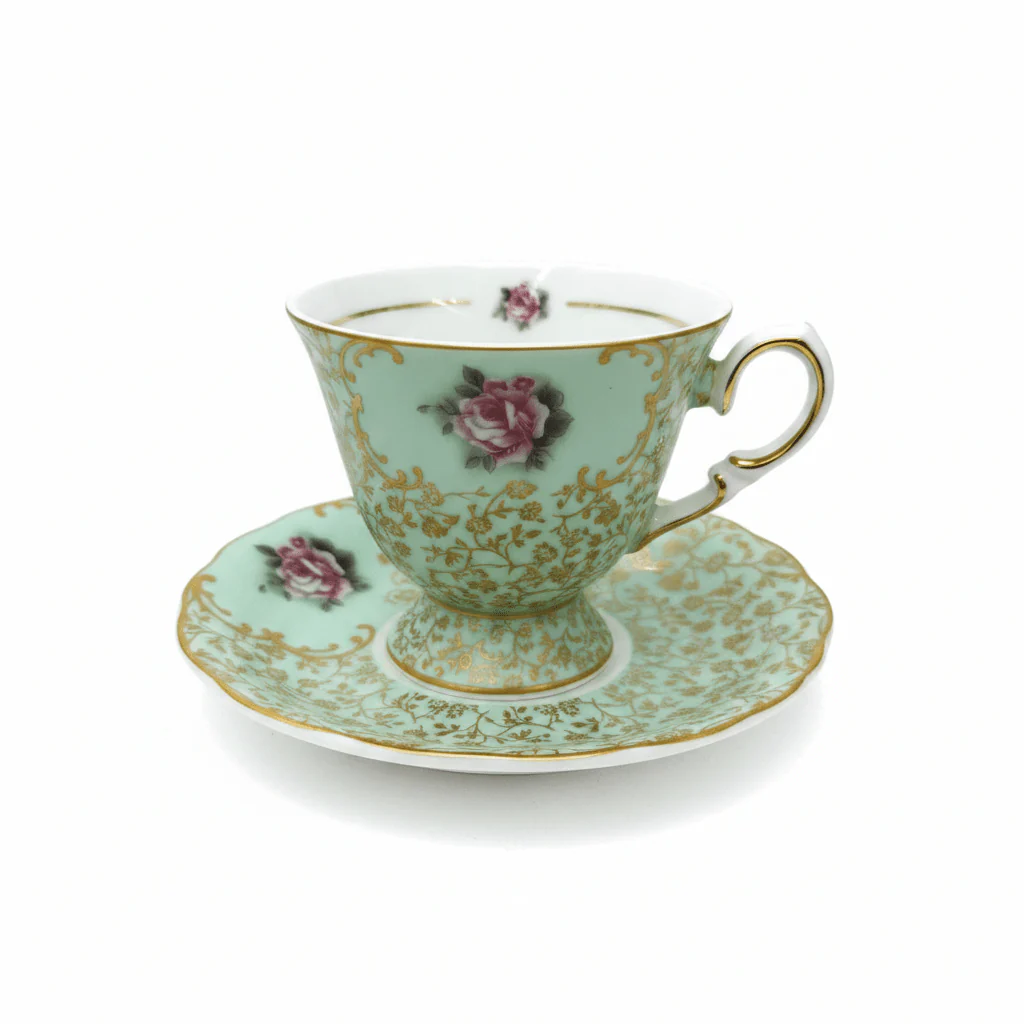Mayflower Porcelain Cup & Saucer Set Green – 6 Pcs | 125ml - Image 2