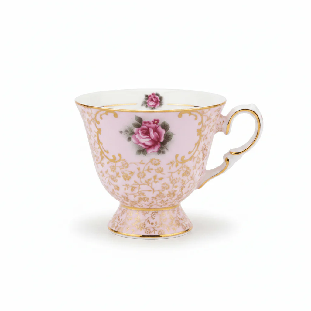 Mayflower Porcelain Cup & Saucer Set Pink – 6 Pcs | 125ml - Image 2