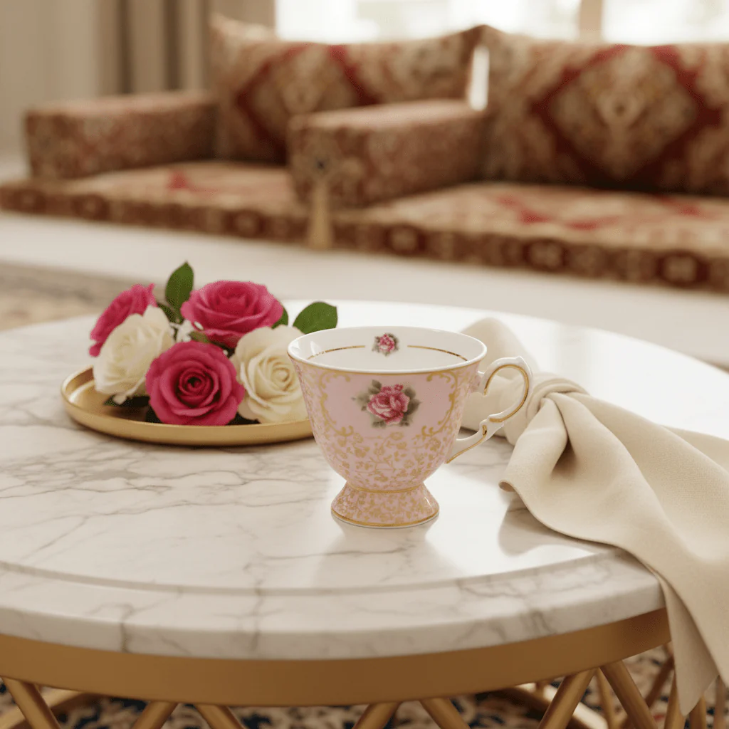 Mayflower Porcelain Cup & Saucer Set Pink – 6 Pcs | 125ml - Image 4