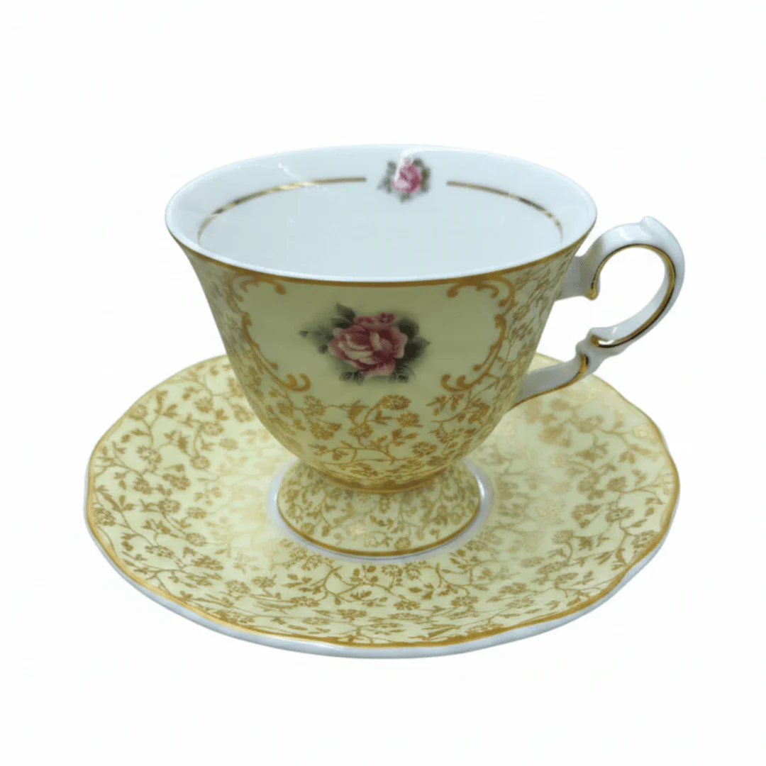 Mayflower Porcelain Cup & Saucer Set Yellow – 6 Pcs | 200ml