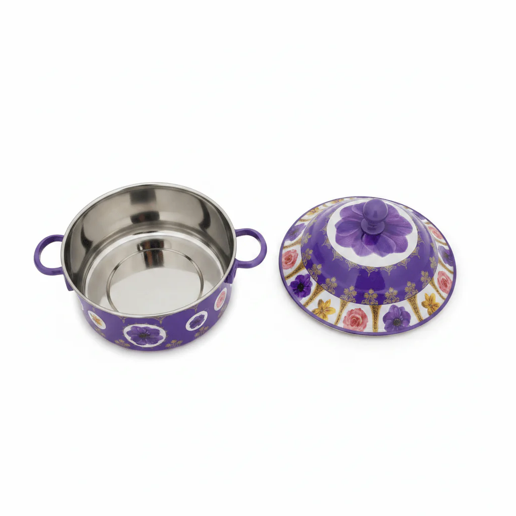 Mayflower Durable Stainless Steel Hotpot with Floral Design Finish Heat Retaining Food Container 3500 ml - Image 3
