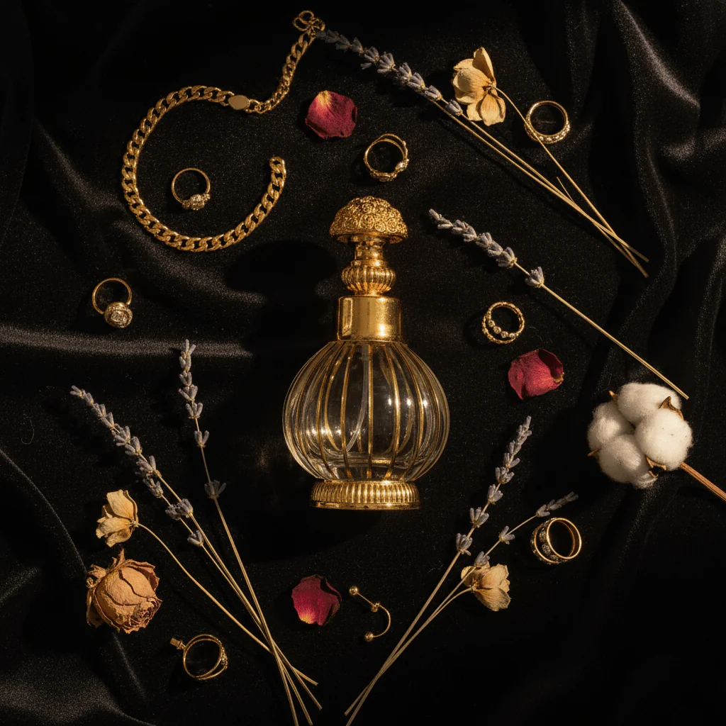 Mayflower Glass Perfume Bottle With Gold Filigree Rose Cap – 200ml - Image 4