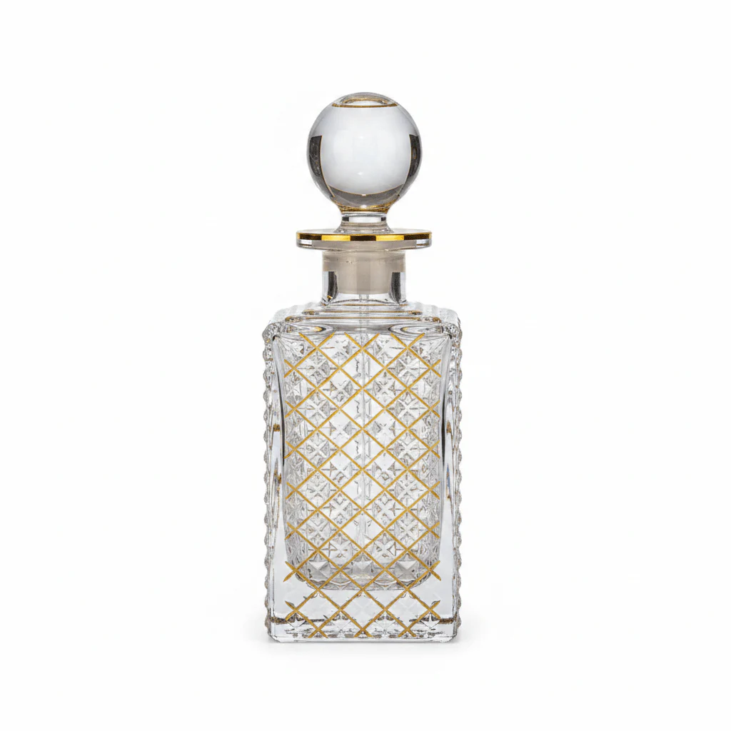 Mayflower Crystal Glass Perfume Bottle with Golden Design — 250ml