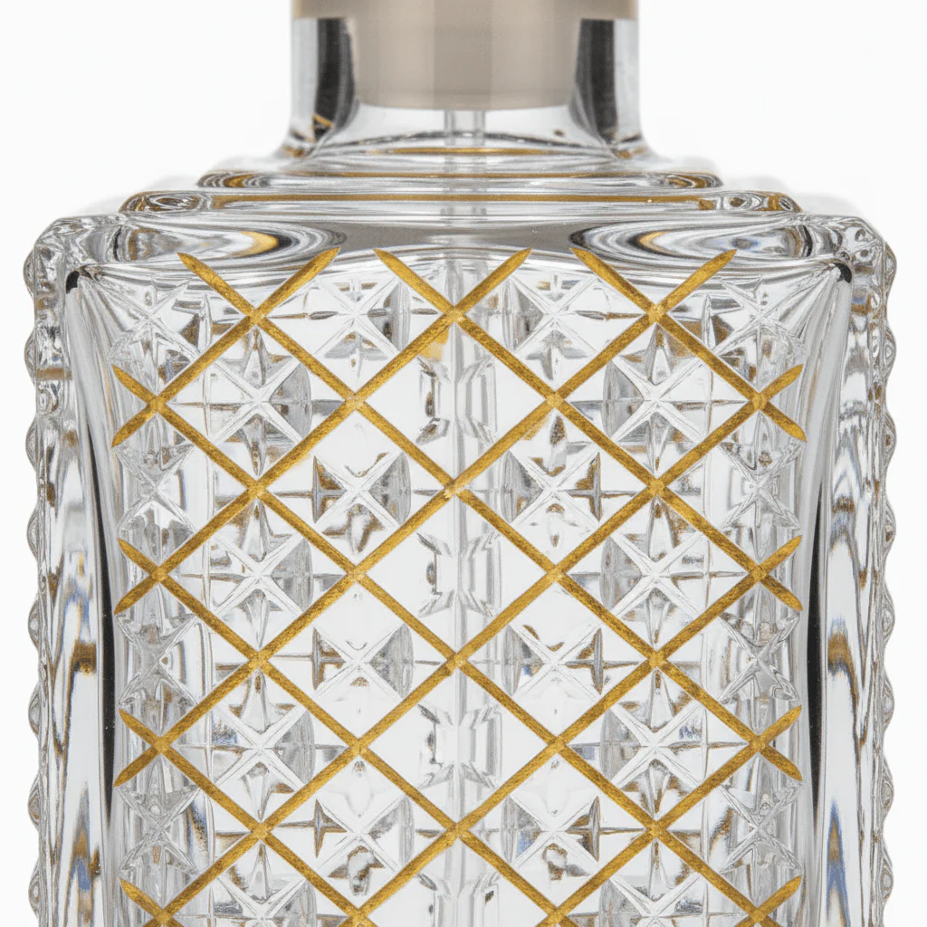 Mayflower Crystal Glass Perfume Bottle with Golden Design — 250ml - Image 4