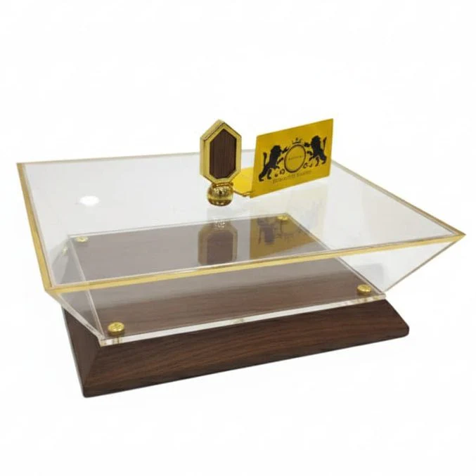 Mayflower Premium 4-Compartment Acrylic Sweet Box with Wooden Base – 30×26 cm