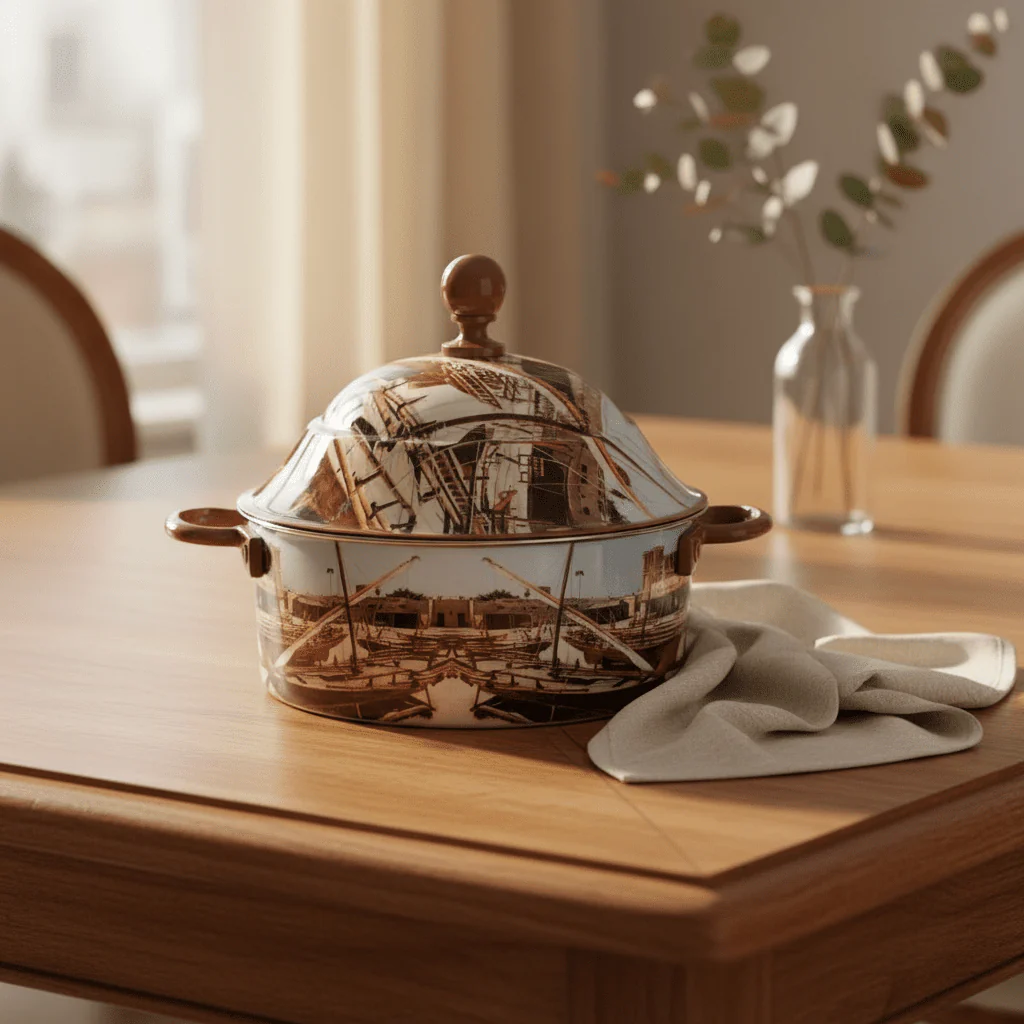 MayFlower Stainless Steel Thermal Hot Pot 3.5L – Brown Old Dubai Design - Image 3