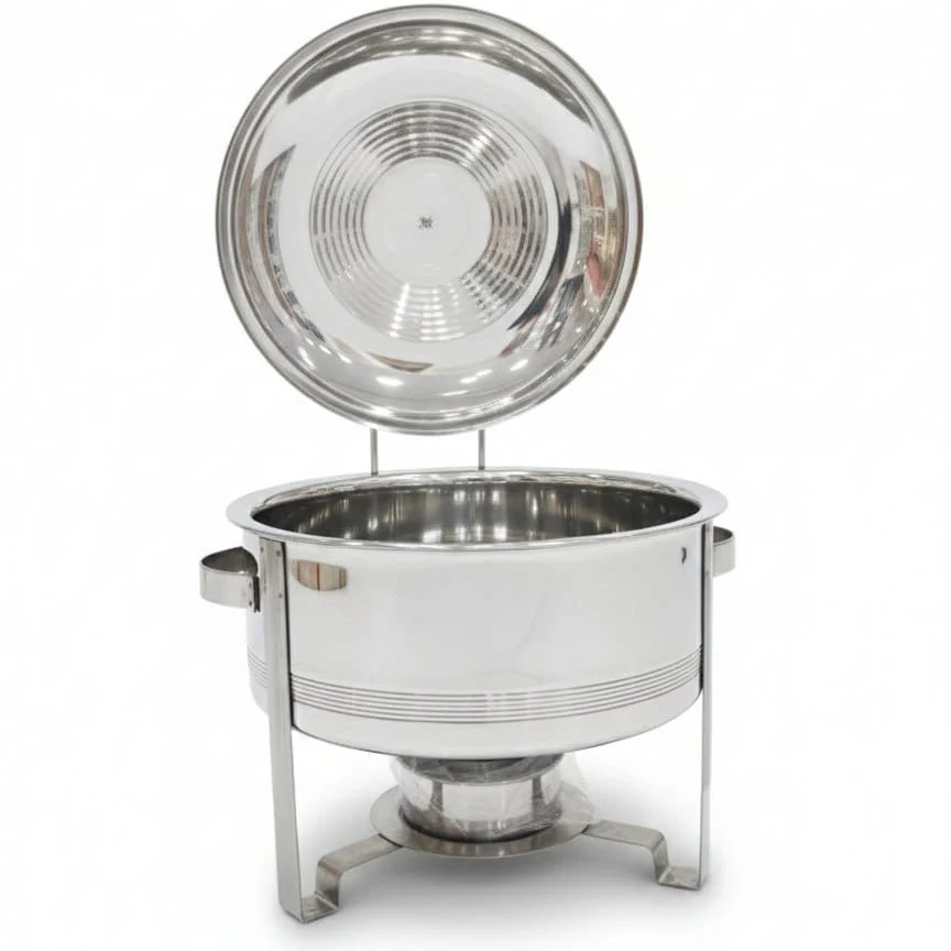 Meera 8000ml Stainless Steel Food Warmer – Extra Large Silver & Gold Design 1 Professional Buffet Dish - Image 2