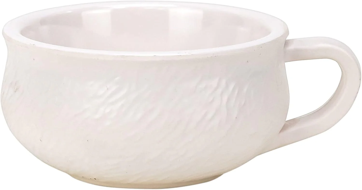 Melamine Soup Cup Bowl 180ml, Whiteware Easy Grip Ear Handle Tea Cups Cappuccino Mugs Latte Hot Choco Office Bedroom Home Tableware Dining Morning Kitchen Multipurpose Use - Image 3