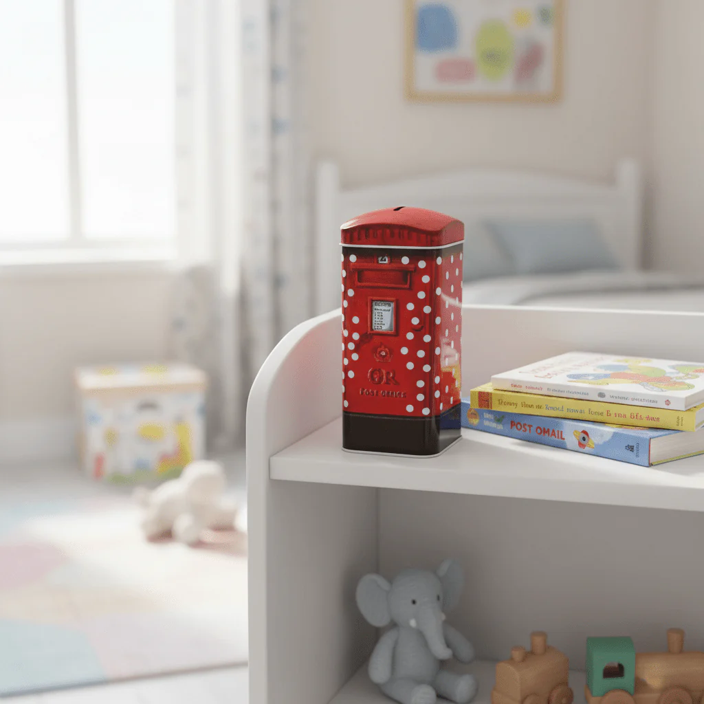 Red Metal Mailbox Coin Bank – British Post Box Design | 17cm - Image 4