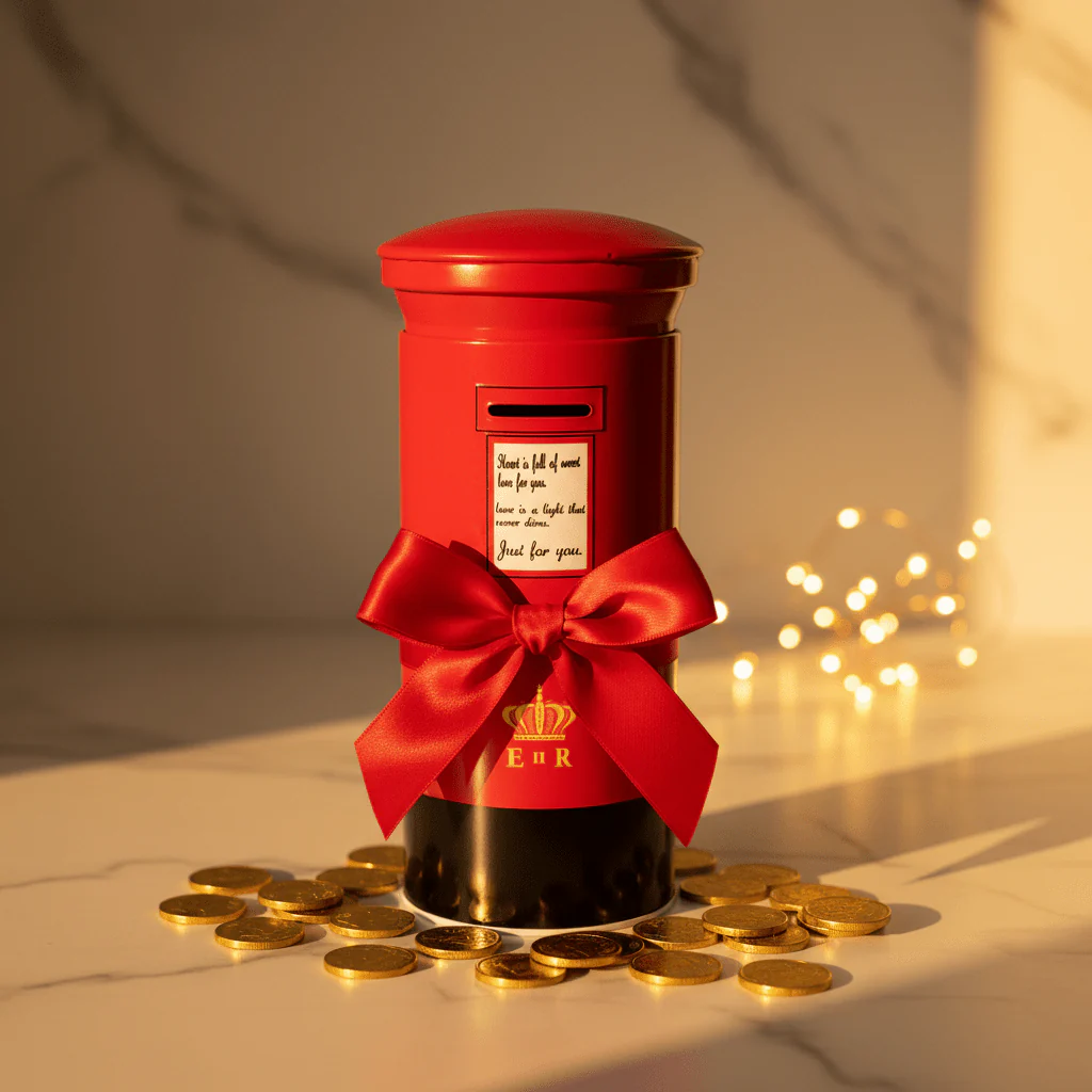Red Metal British Royal Mail Post Box Coin Bank – 25cm Decorative Money Box - Image 4