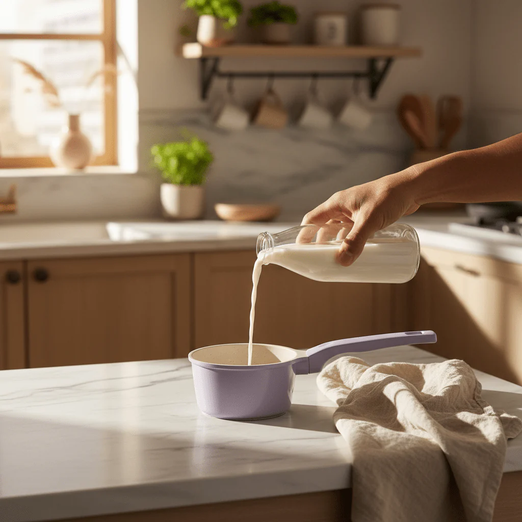 Ceramic Coated Non-Stick Milk Pot 10cm – | Lightweight Metal Body with Speckled Interior | - Image 2